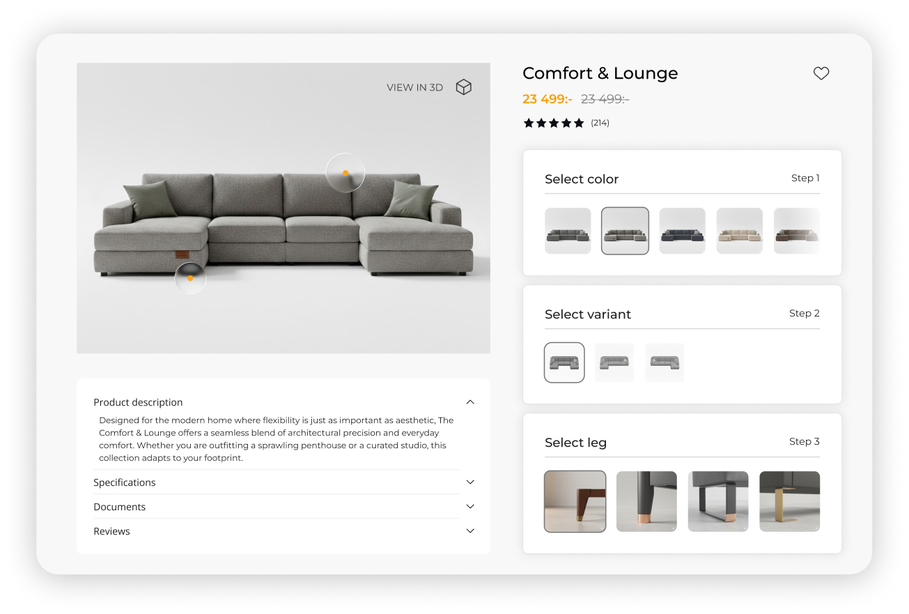 Fusion Storefront product page displayed on a laptop screen